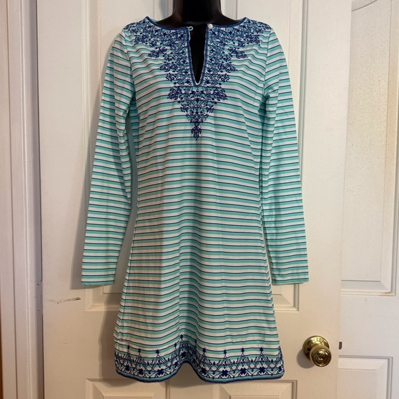 “CABANA LIFE” Striped & Embroidered Mini Dress - Picture 2 of 11